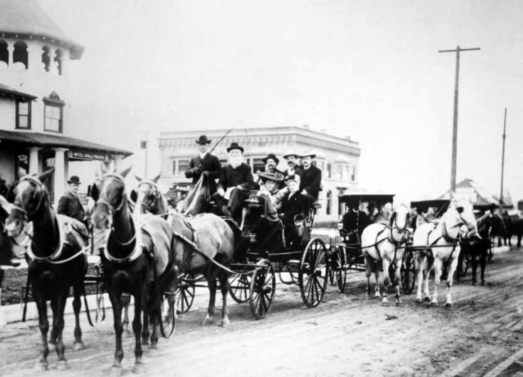 H J Whitely seen in front of Hollywood Hotel in 1904