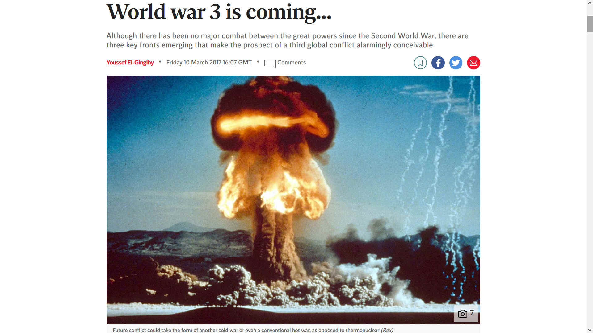 The prospect of a global conflict  World War III if you like  appears somewhat unthinkable. Since the Second World War, there has been no major war between the great powers. The original post-war European project was based around peace, social justice and harmony. The unravelling of this project, accompanied by rising nationalism, is likely to exacerbate the dangers of war on a continent with a fraught history of bloody conflict.