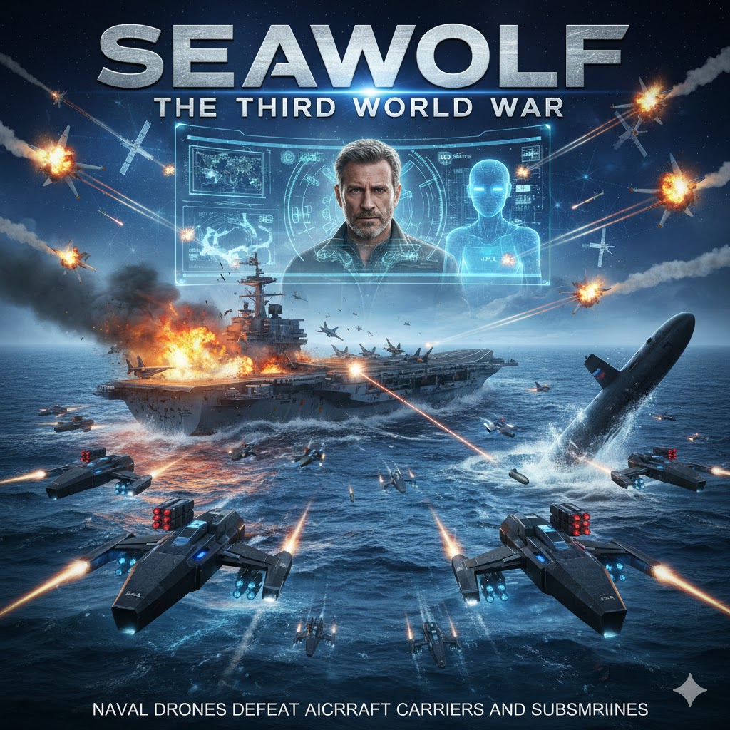 At the desperate joint command meeting, John unveils SeaWolf: a vast, decentralized SeaNet of $10 million drones. He highlights the design�s SAM missile capabilities for air defense, and subtly hints at the planned integration of directed energy (laser cannons) as the ultimate deterrent against both missile and aircraft attacks. John�s pitch: Attrition. "We fight their $100 million fighter jets with our $10 million drones, and their $13 billion carriers with our swarms. We bankrupt them by trading cost-for-cost."